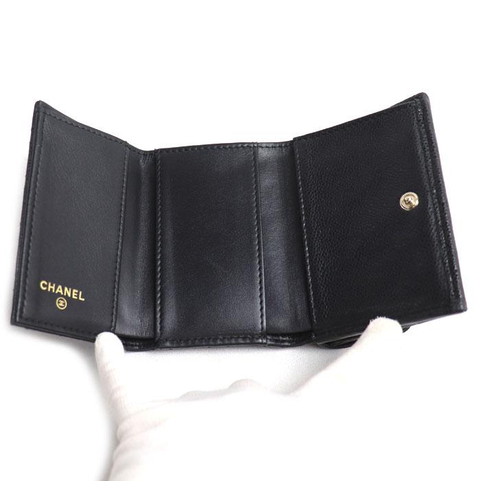 CHANEL シャネル ボーイシャネル マトラッセ 三つ折り財布 ブラック A84432 レディース 中古の画像