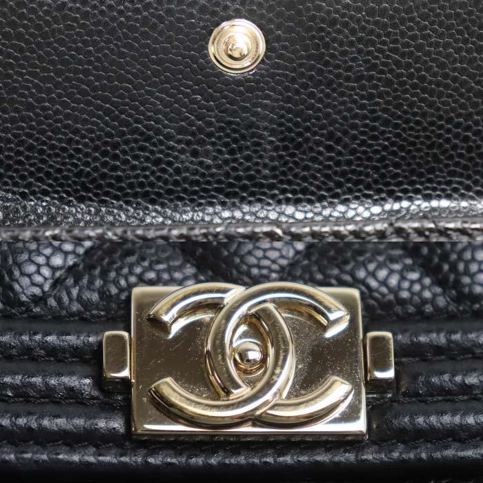 CHANEL シャネル ボーイシャネル マトラッセ 三つ折り財布 ブラック A84432 レディース 中古の画像