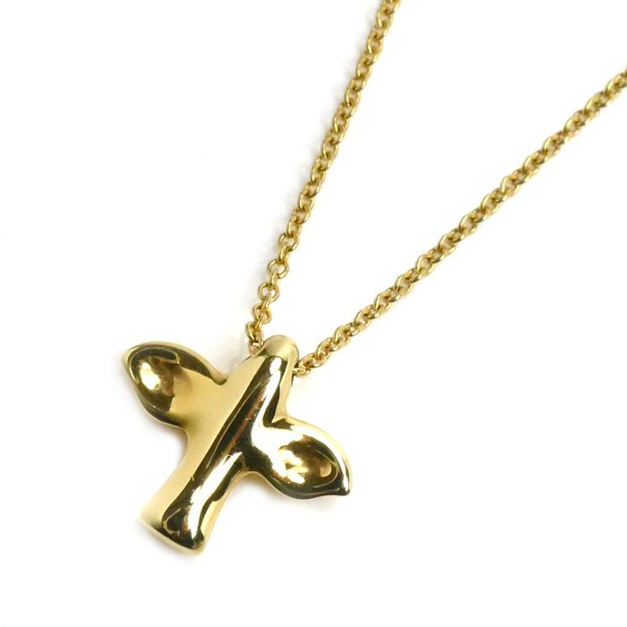 クロス型イエローネックレス（巾着袋付き） TIFFANY&Co.（ティファニー） K18YG イエローゴールド バードクロス