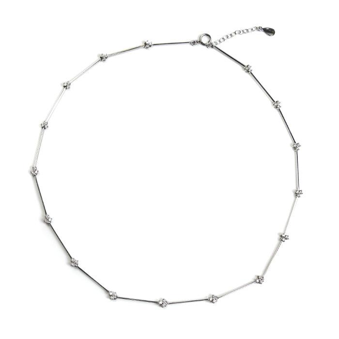 極美品 K18 WG ホワイトゴールド ステーション ダイヤモンド ネックレス