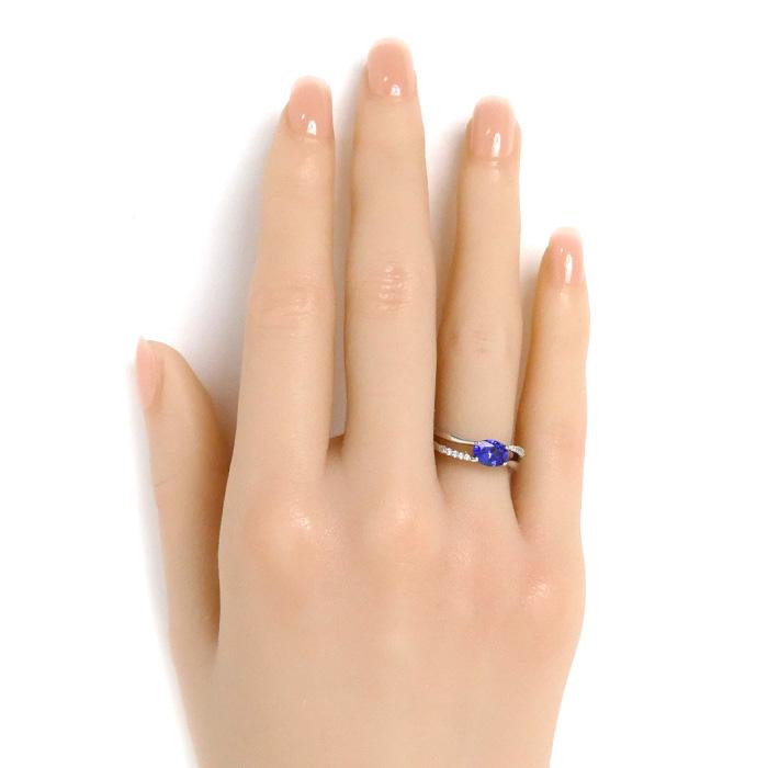 Pt900プラチナ リング・指輪 タンザナイト0.80ct ダイヤモンド0.07ct 