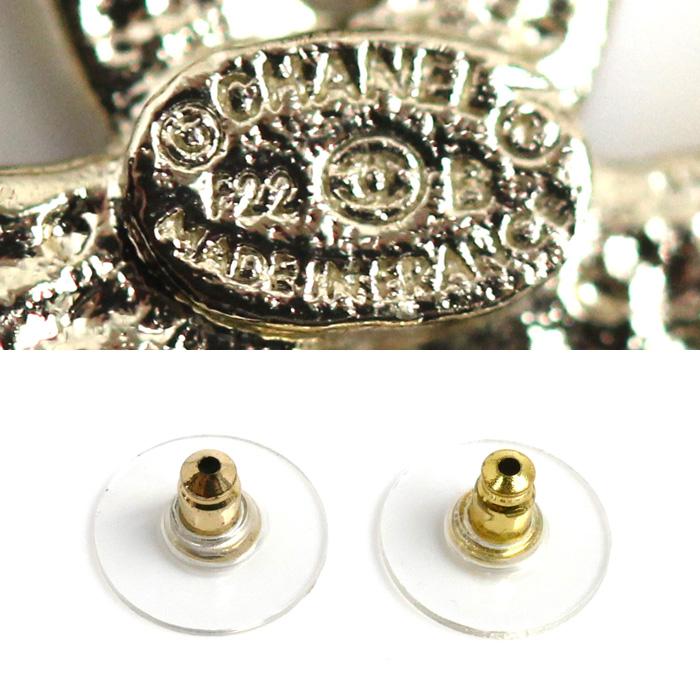 CHANEL シャネル メタル ハート ロゴ ラインストーン ピアス AB9398