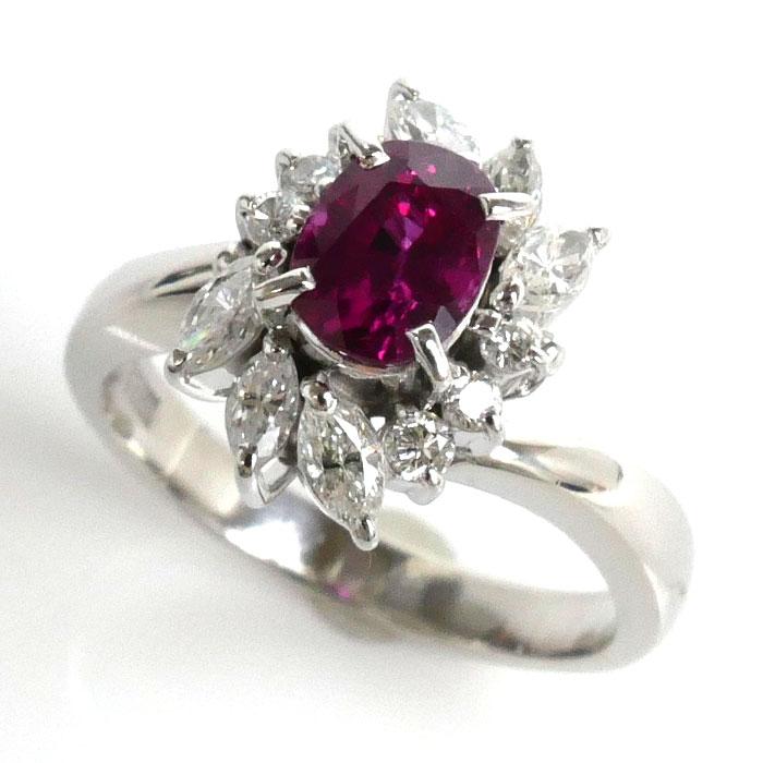 Pt900プラチナ リング・指輪 ルビー1.06ct ダイヤモンド0.46ct 9