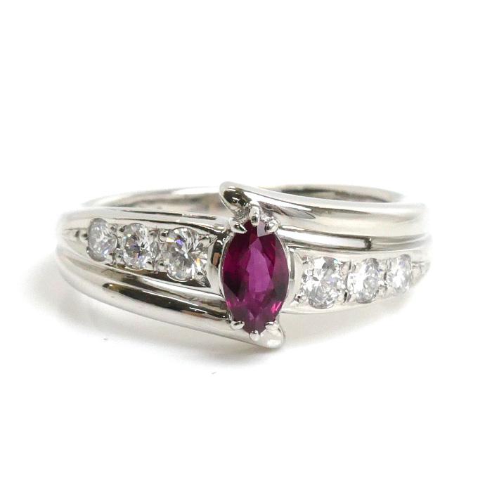 POLA ポーラ Pt900プラチナ リング・指輪 ルビー0.25ct ダイヤモンド 