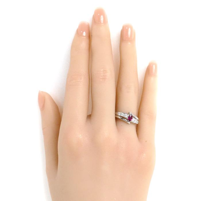 POLA ポーラ Pt900プラチナ リング・指輪 ルビー0.25ct ダイヤモンド 