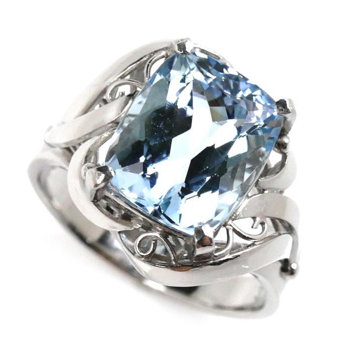 アクアマリン pt900 プラチナ アンティーク リング 指輪 12号