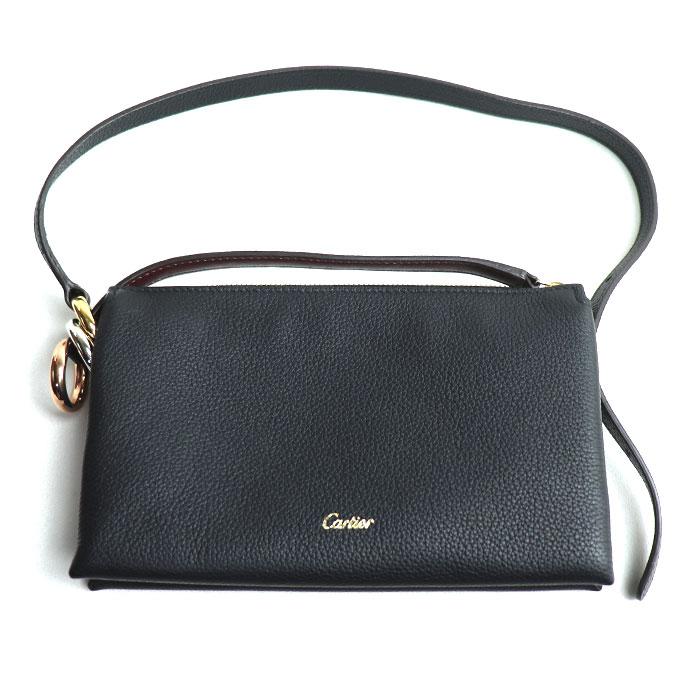 カルティエ トリニティバック　ブラック CARTIER カルティエ トリニティ ハンドバッグ レザー ブラック