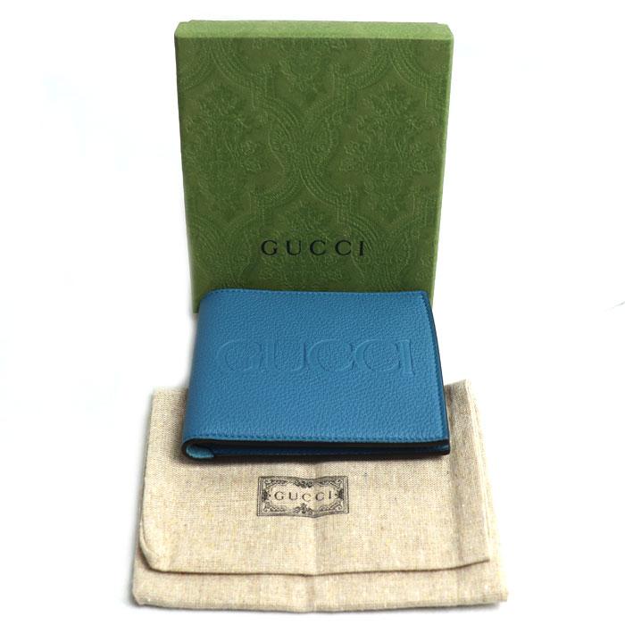 GUCCI（グッチ） ロゴ コインウォレット 二つ折り財布 ブルー 658681