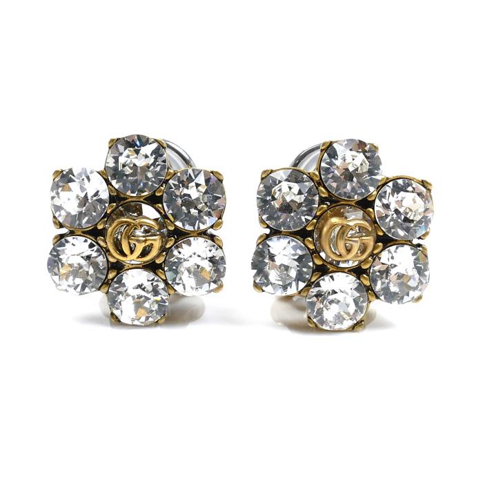 【GUCCI】クリスタル ダブルG イヤリング 中古・古着通販】GUCCI (グッチ) クリスタルダブルGピアス
