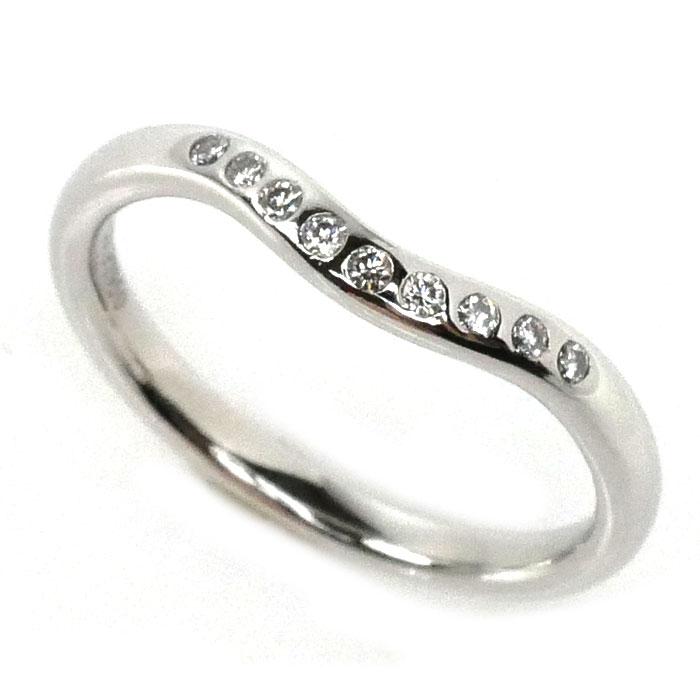 ティファニー Pt950 カーブドダイヤモンドリング TIFFANY&Co. ティファニー Pt950プラチナ カーブドバンド 9Pダイヤ
