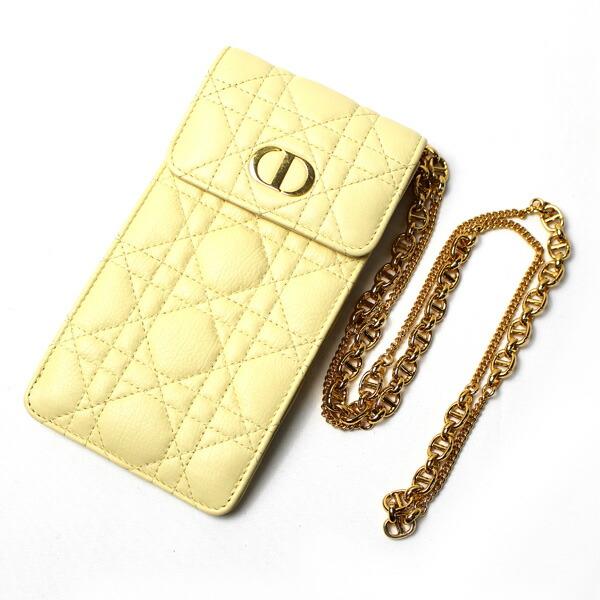 【美品】Dior レディディオール カナージュ フォンホルダー イエロー Dior ディオール CARO カロ フォンホルダー ショルダーバッグ イエロー