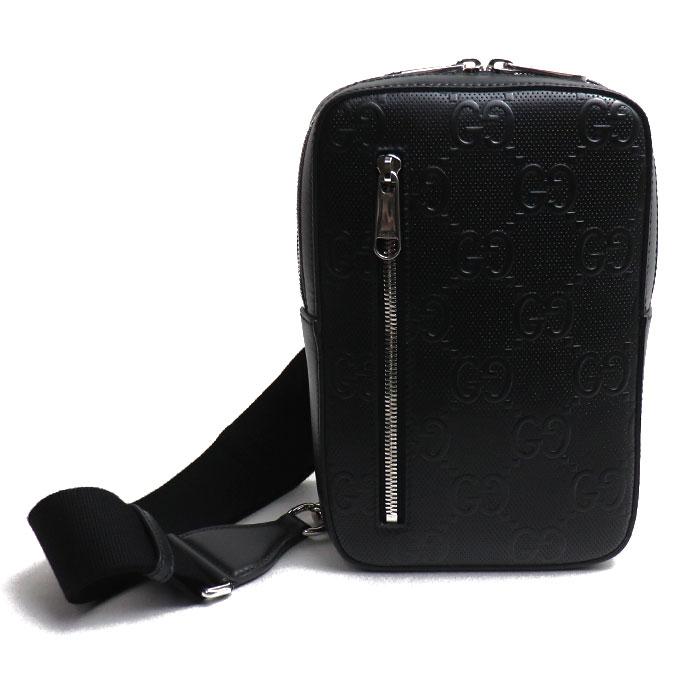 GUCCI グッチ GGエンボス スリングバックパック ボディバッグ ブラック  