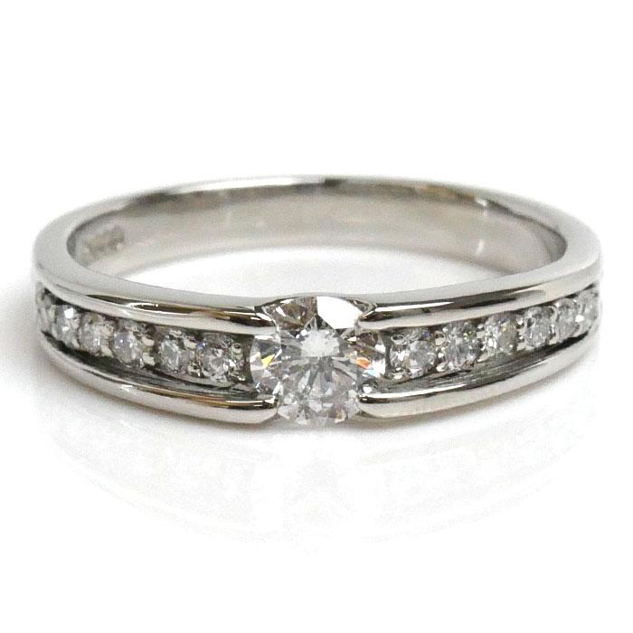 Pt900プラチナ ダイヤ リング・指輪 ダイヤモンド0.270ct/0.15ct 9号 