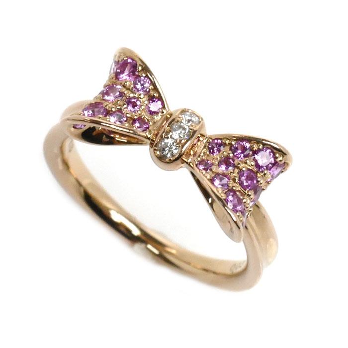 ポンテヴェキオ K18YG ダイヤモンド 0.56ct リボン リング 8.5号