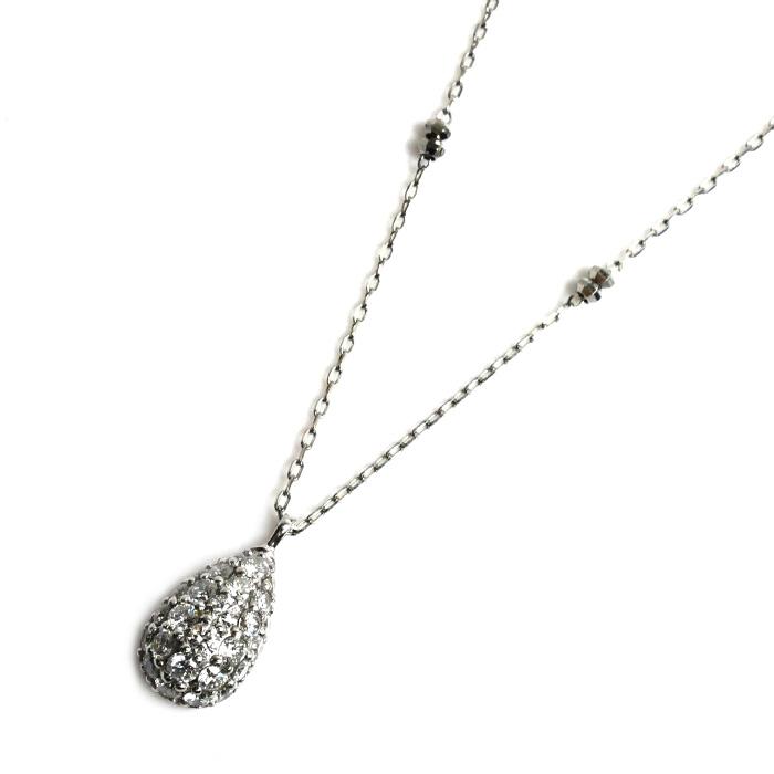 Pt850/Pt900 ディアドロップ ネックレス ダイヤモンド0.53ct 2.6g 50cm 