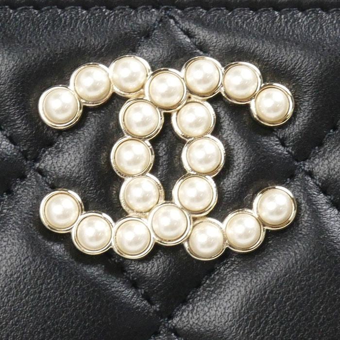 CHANEL（シャネル） マトラッセ COCO パール コインケース ブラック 