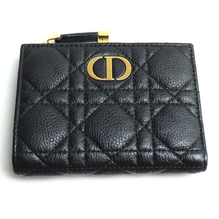 Dior ディオール Caro Dahlia カナージュ 二つ折り財布 ブラック