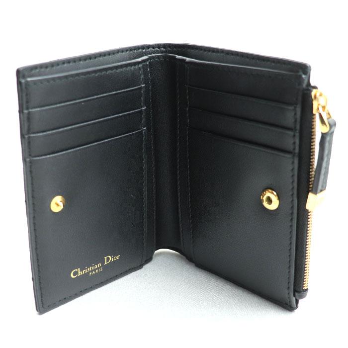 Dior ディオール Caro Dahlia カナージュ 二つ折り財布 ブラック