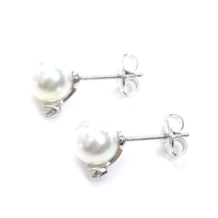 MIKIMOTO（ミキモト） K18WG ホワイトゴールド パール ダイヤ ピアス