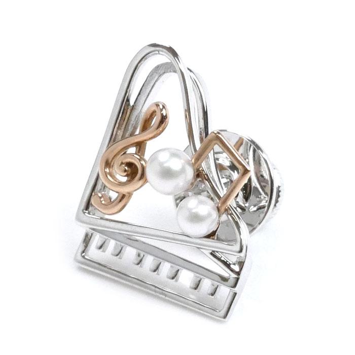 MIKIMOTO（ミキモト） シルバー K18PG ミュージックモチーフ ブローチ