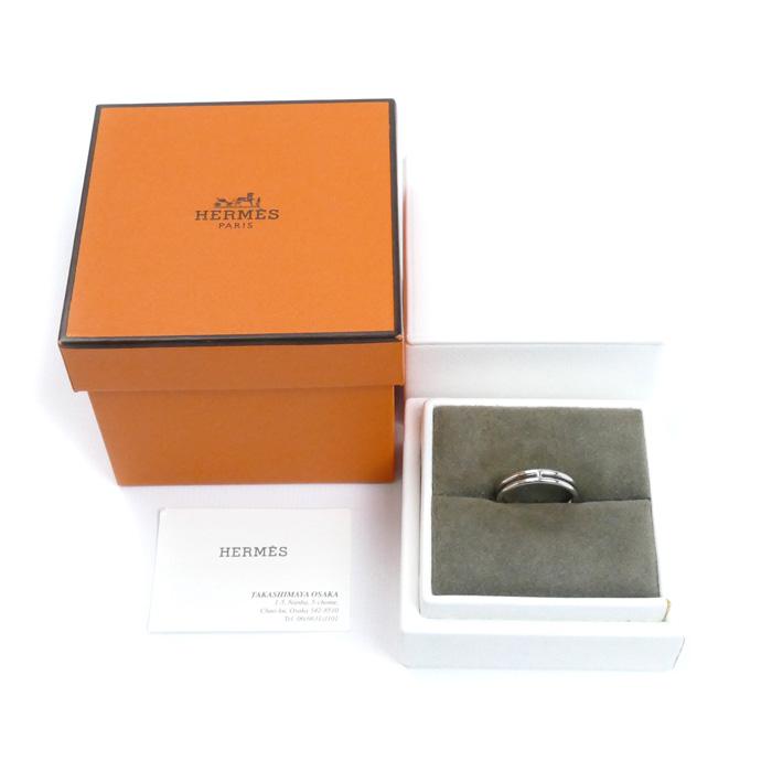 【美品】HERMES エルメス アリアンヌ リング 箱付き K18WG 15号 美品】HERMES エルメス アリアンヌ リング 箱付き K18WG 15号