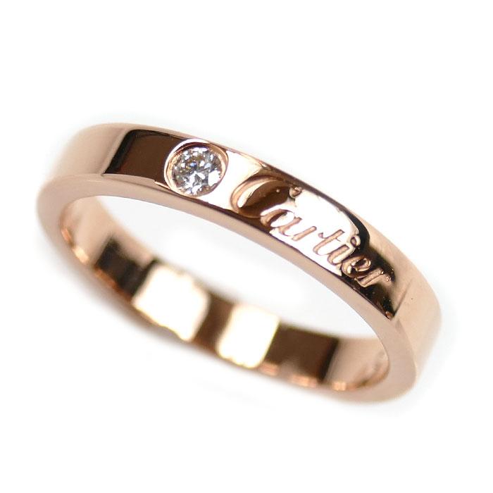 Cartier CARTIER カルティエ K18PG エングレーブド 1P ダイヤ リング  