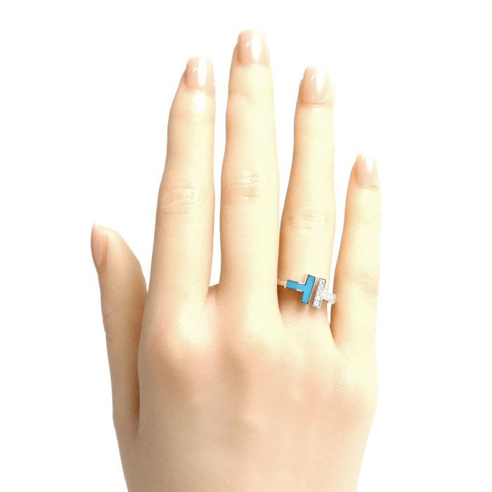 TIFFANY&Co.（ティファニー） K18WG Tワイヤー ダイヤ ターコイズ