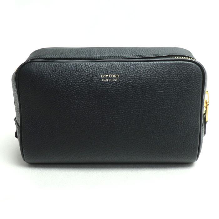 【中古美品】TOM FORD 黒 ボディバッグ TOM FORD (トムフォード) レザー ゴールドジップ ボディバッグ