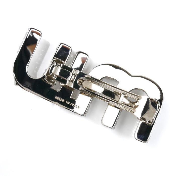 極美品✨ミュウミュウ　バレッタ　ヘアクリップ　近年モデル　スパンコール　ロゴ　黒 極美品✨ミュウミュウ バレッタ ヘアクリップ 近年モデル