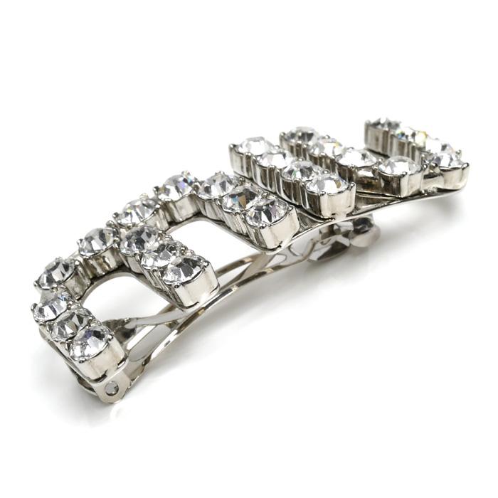 miu MIUMIU ミュウミュウ 真鍮 ラインストーン ロゴ バレッタ