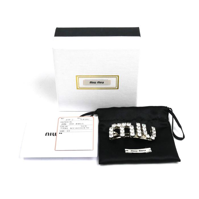 miu miu ロゴラインストーンバレッタ miu MIUMIU ミュウミュウ 真鍮 ラインストーン ロゴ バレッタ