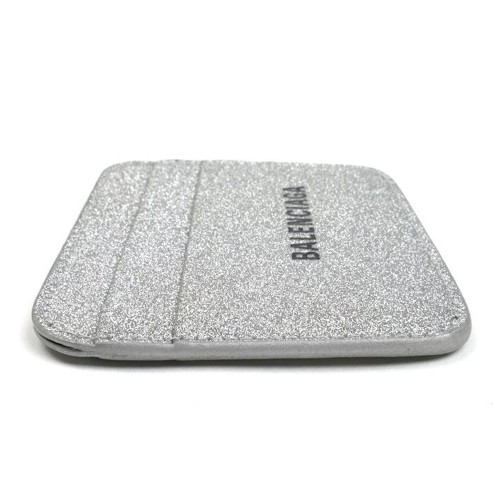 BALENCIAGA（バレンシアガ） ロゴ グリッター カードケース シルバー