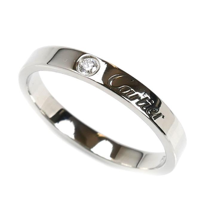 Cartier カルティエ Pt950 リング ダイヤ 1P バンド 7号 カルティエ Cartier リング ワンポンドダイヤ プラチナシルバー Pt950