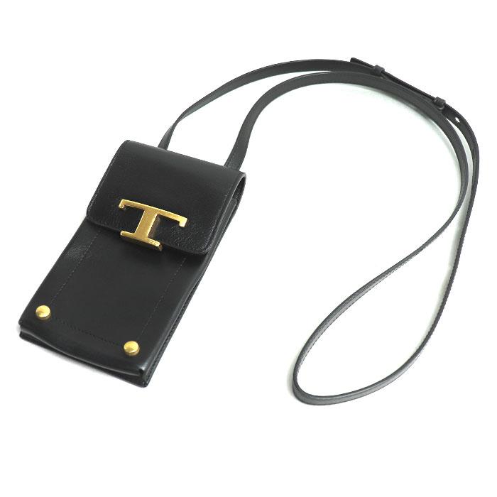 TOD’S トッズ Tタイムレス ショルダーバッグ フォンポーチ ブラック XAWTSAOV302RORB999 スマホケース レディース【中古】 TOD'S トッズ Tタイムレス ショルダーバッグ フォンポーチ ブラック