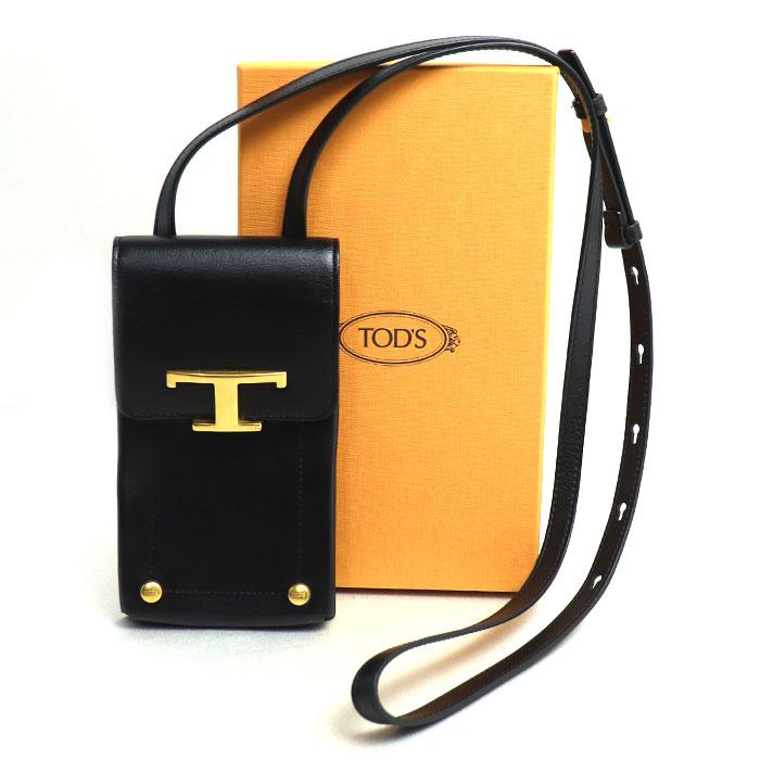 TOD’S トッズ Tタイムレス ショルダーバッグ フォンポーチ ブラック XAWTSAOV302RORB999 スマホケース レディース【中古】 TOD'S トッズ Tタイムレス ショルダーバッグ フォンポーチ ブラック