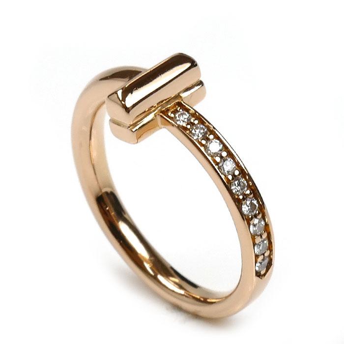 TIFFANY&CO. ティファニー Tワン リング K18×ダイヤモンド TIFFANY&Co.（ティファニー） K18PG ピンクゴールド Tワン ナロー
