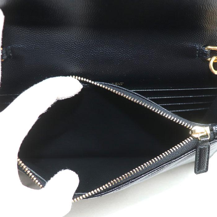 美品 YSL SAINT LAURENT サンローラン 393953 BOW02 SAINT LAURENT サンローラン カサンドラ チェーンウォレット