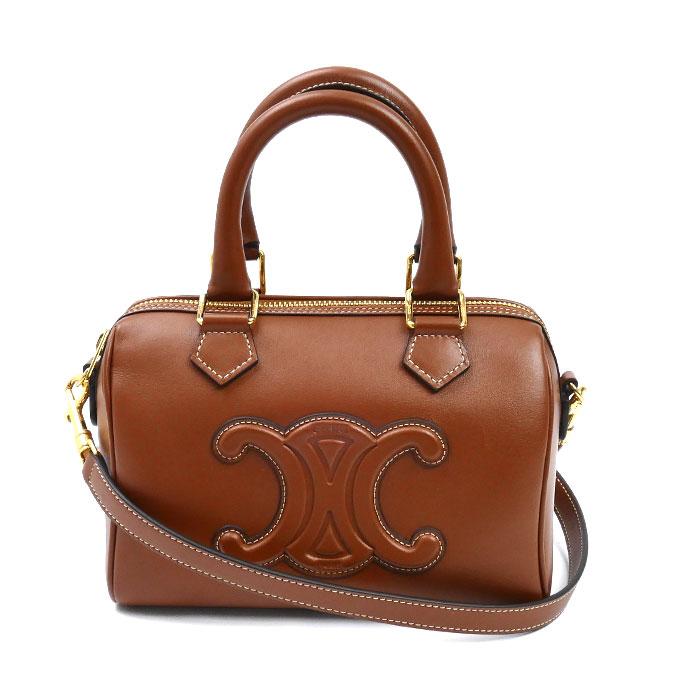 CELINE セリーヌ キュイル トリオンフ スモールボストン 2Wayショルダーバッグ タン 113773DU3.04LU レディース【中古】【美品】 CELINE（セリーヌ） キュイル トリオンフ スモールボストン 2Way