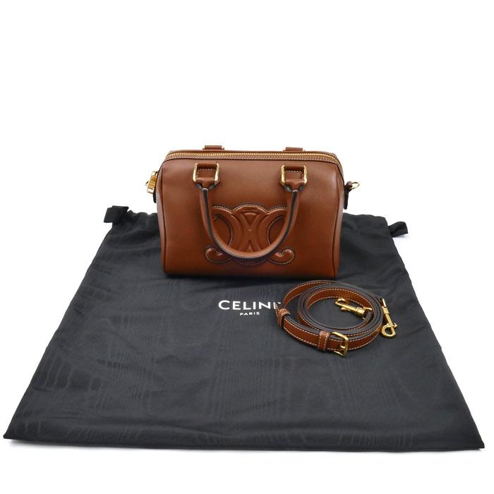 CELINE セリーヌ キュイル トリオンフ スモールボストン 2Wayショルダーバッグ タン 113773DU3.04LU レディース【中古】【美品】 CELINE（セリーヌ） キュイル トリオンフ スモールボストン 2Way