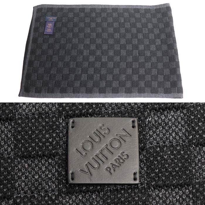 LOUIS VUITTON ルイ・ヴィトン ネオ プティ ダミエ マフラー ブラック M77988 MY0275 メンズ【中古】【美品】 LOUIS VUITTON（ルイ・ヴィトン） ネオ プティ ダミエ マフラー