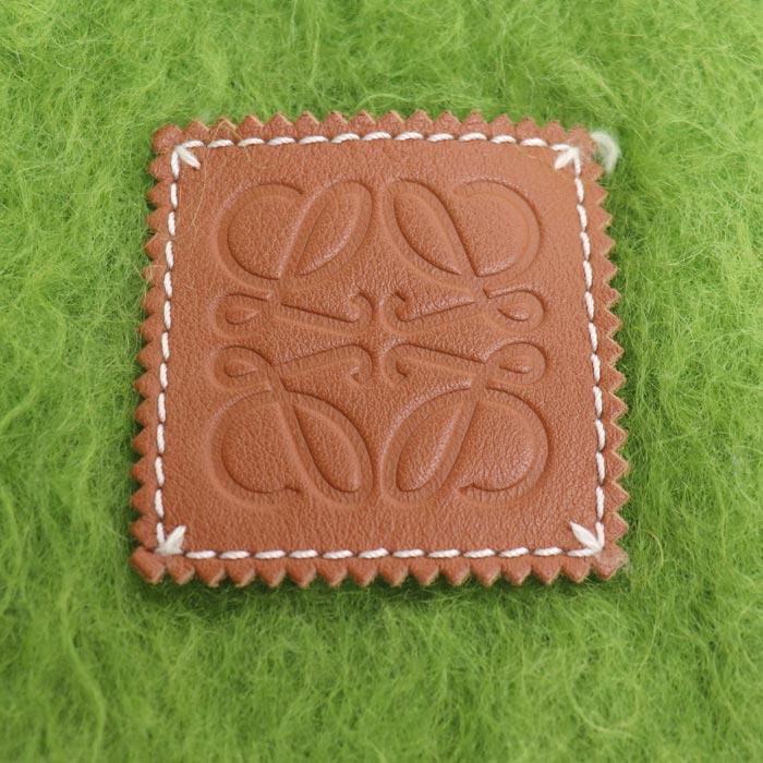 LOEWE ロエベ アナグラム モヘア フリンジ マフラー グリーン レディース【中古】【美品】 LOEWE（ロエベ） アナグラム モヘア フリンジ マフラー グリーン