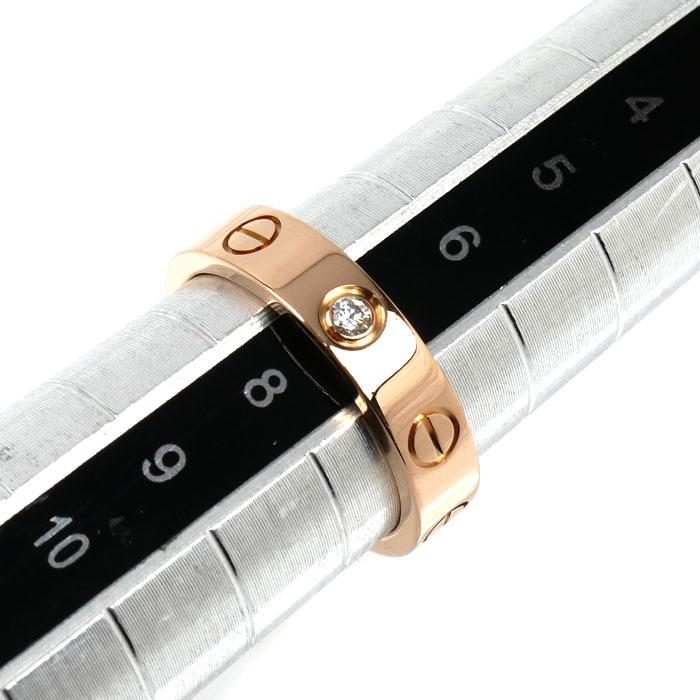 Cartier カルティエ 1Pダイヤ ミニ ラブ リング K18 750 PG ピンクゴールド 日本サイズ約７号 #4７札幌　西岡発 Cartier（カルティエ） K18PG ピンクゴールド ミニラブ 1P ダイヤ