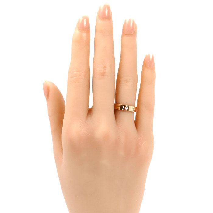 Cartier カルティエ 1Pダイヤ ミニ ラブ リング K18 750 PG ピンクゴールド 日本サイズ約７号 #4７札幌　西岡発 Cartier（カルティエ） K18PG ピンクゴールド ミニラブ 1P ダイヤ