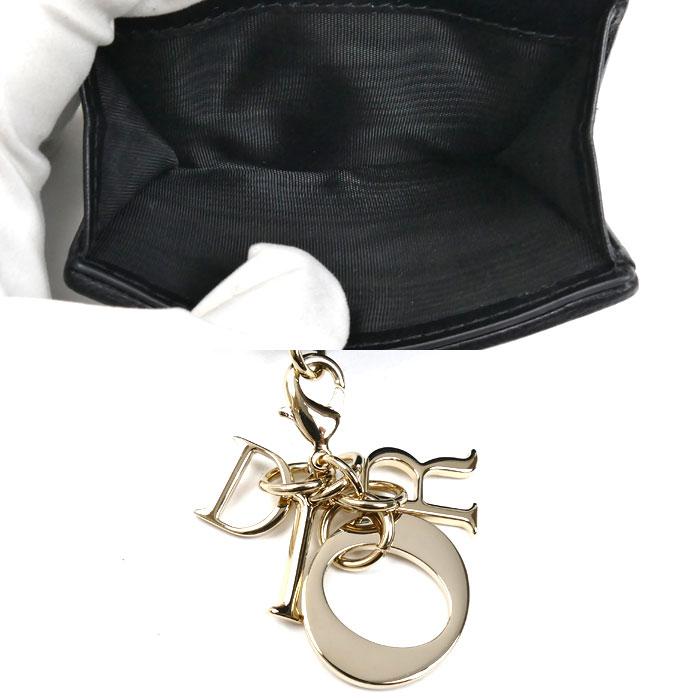 Dior ディオール カナージュ ロータスウォレット 三つ折り財布 ブラック S0181ONMJ_M900 レディース【中古】【美品】 Dior ディオール カナージュ ロータスウォレット 三つ折り財布