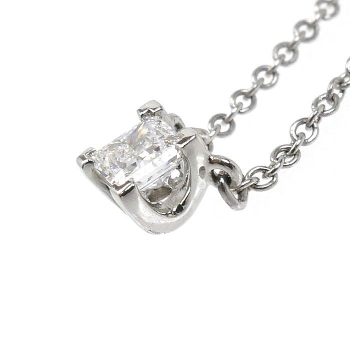 TIFFANY&Co. ティファニー Pt950プラチナ プリンセスカット ネックレス ダイヤモンド0.20ct 2.4g 40cm レディース 中古 美品