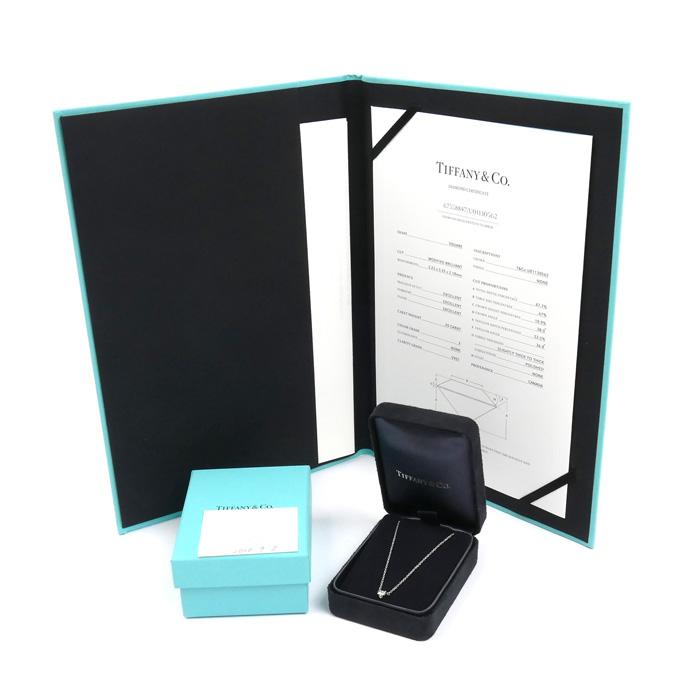 TIFFANY&Co. ティファニー Pt950プラチナ プリンセスカット ネックレス ダイヤモンド0.20ct 2.4g 40cm レディース 中古 美品