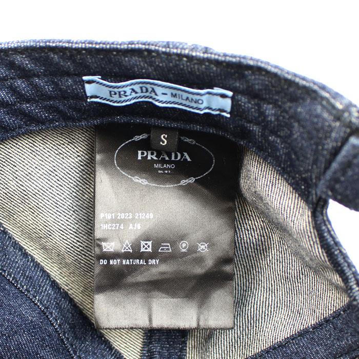 PRADA（プラダ） トライアングルロゴ デニム キャップ ブルー