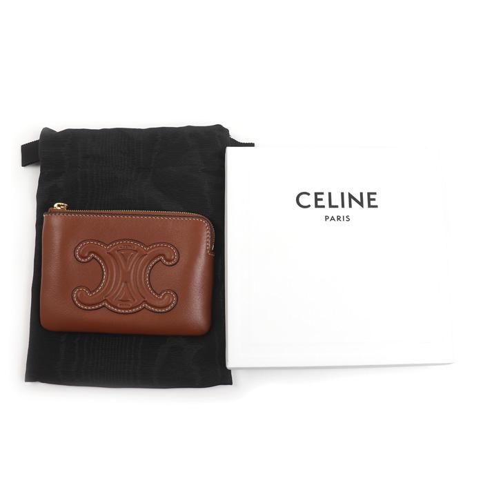 【美品】CELINE セリーヌ トリオンフ レザー ケース ブラウン CELINE（セリーヌ） トリオンフ コインケース ブラウン 10C663DR8.04LU