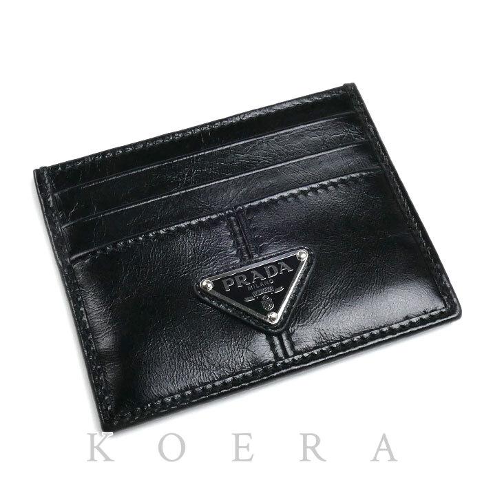 プラダ　トライアングルロゴ　ケース　ソフトルックスレザー　ブラック　メンズ PRADA（プラダ） ソフトルックス トライアングルロゴ カードケース