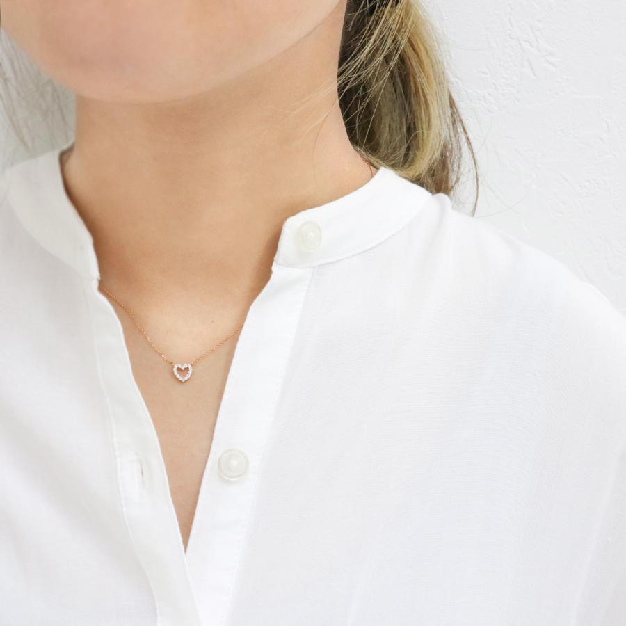 オープンハート ネックレス ダイヤモンド レディース ペンダント